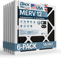 14x14x1 MERV 12 Odor Defense Air Filter (6-Pack) - Activated Carbon