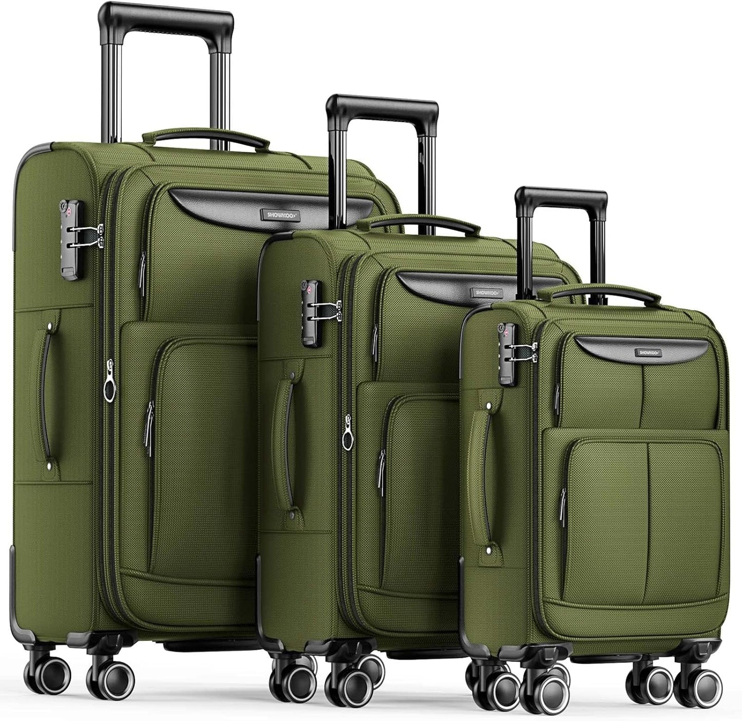 SHOWKOO Luggage Sets 3 Piece Softside Expandable Durable Suitcase