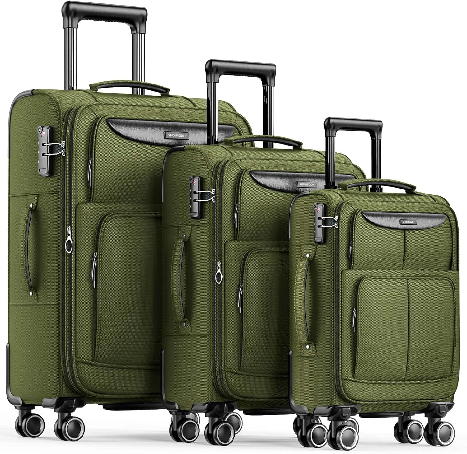 SHOWKOO Luggage Sets 3 Piece Softside Expandable Durable Suitcase