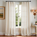 Elegant Beige Linen Blend Curtains for Living Room and Bedroom