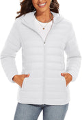 Women's Lightweight Puffer Jacket with Hood Pockets - Quilted Warmth