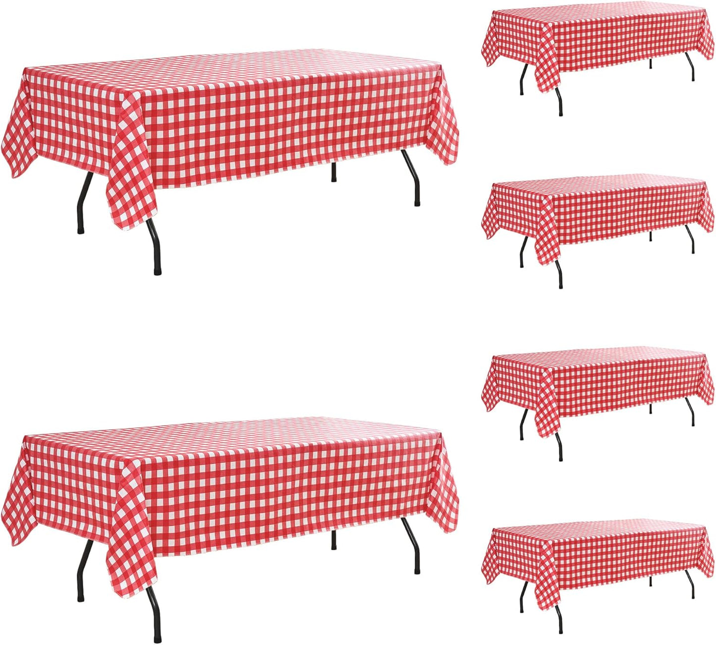 Vinyl Tablecloth with Flannel Backing - 6 Pack Red & White
