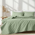 Sage Green Quilts Queen Size Coverlet Set - Lightweight Embossed