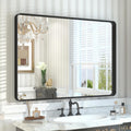 44x30 Inch Black Metal Framed Bathroom Mirror for Wall Decor