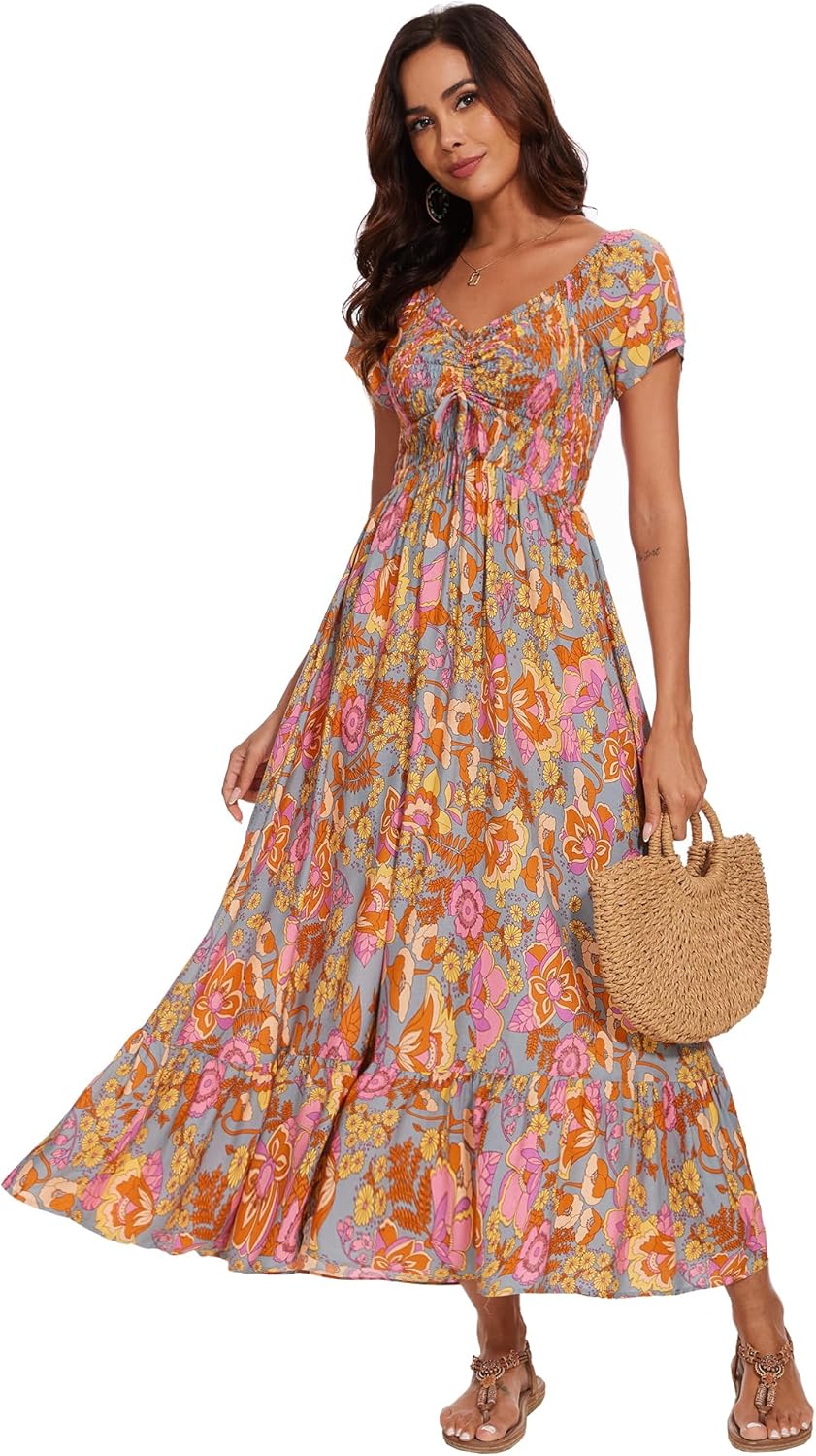 Women's Summer Floral Maxi Dress for Beach and Party Wear