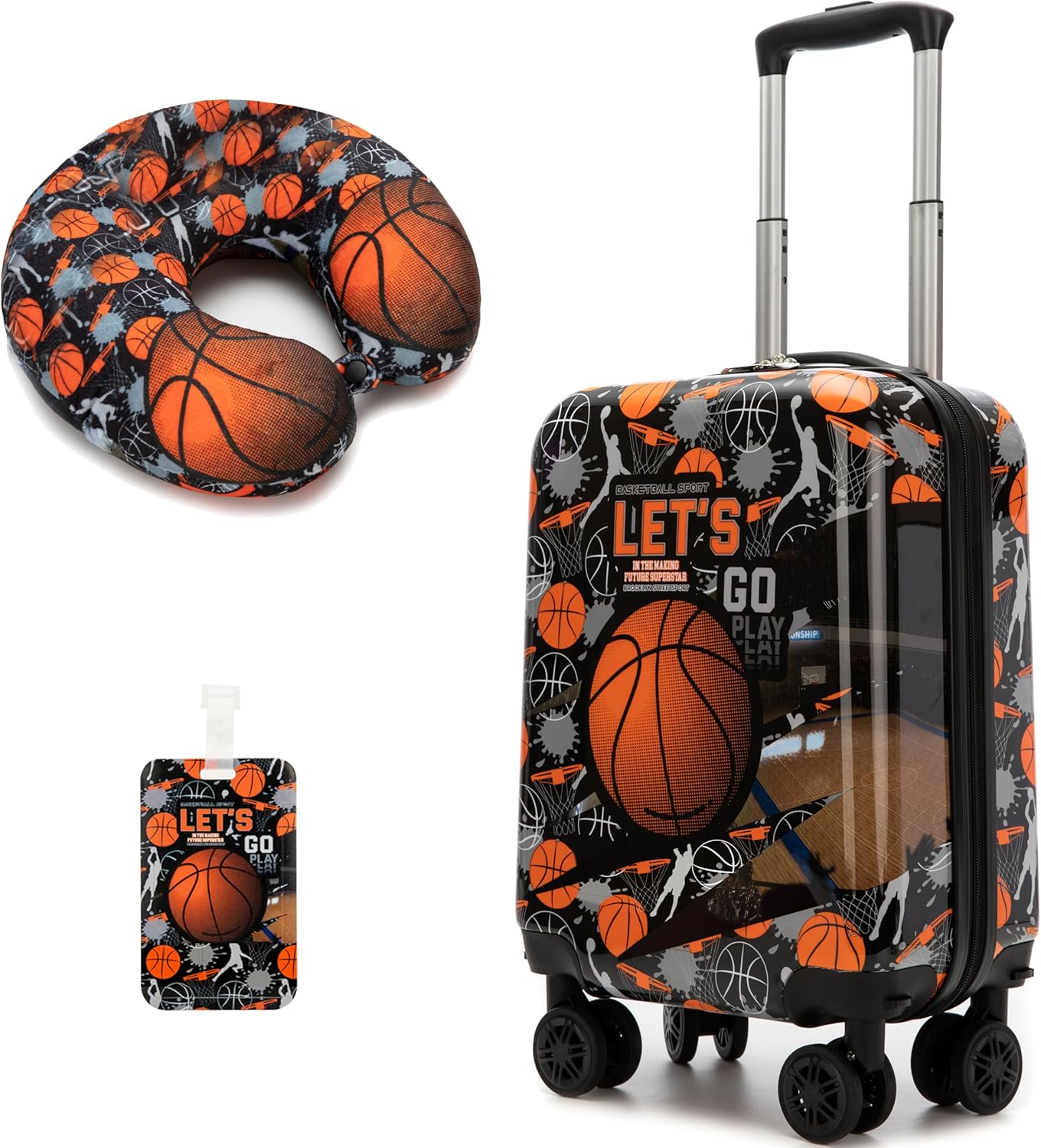 Kids Basketball Suitcase Set for Boys with Spinner Wheels