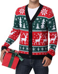 Men's Ugly Christmas Sweater Cardigan Button Down V Neck - Festive