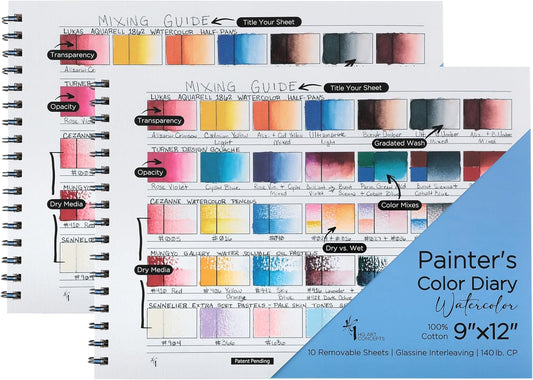 Painters Color Diary - 9x12 Spiral-Bound Swatch Book for Artists