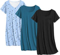 Ekouaer Cotton Nightgowns 3 Pack - Soft, Breathable Sleepwear Women's