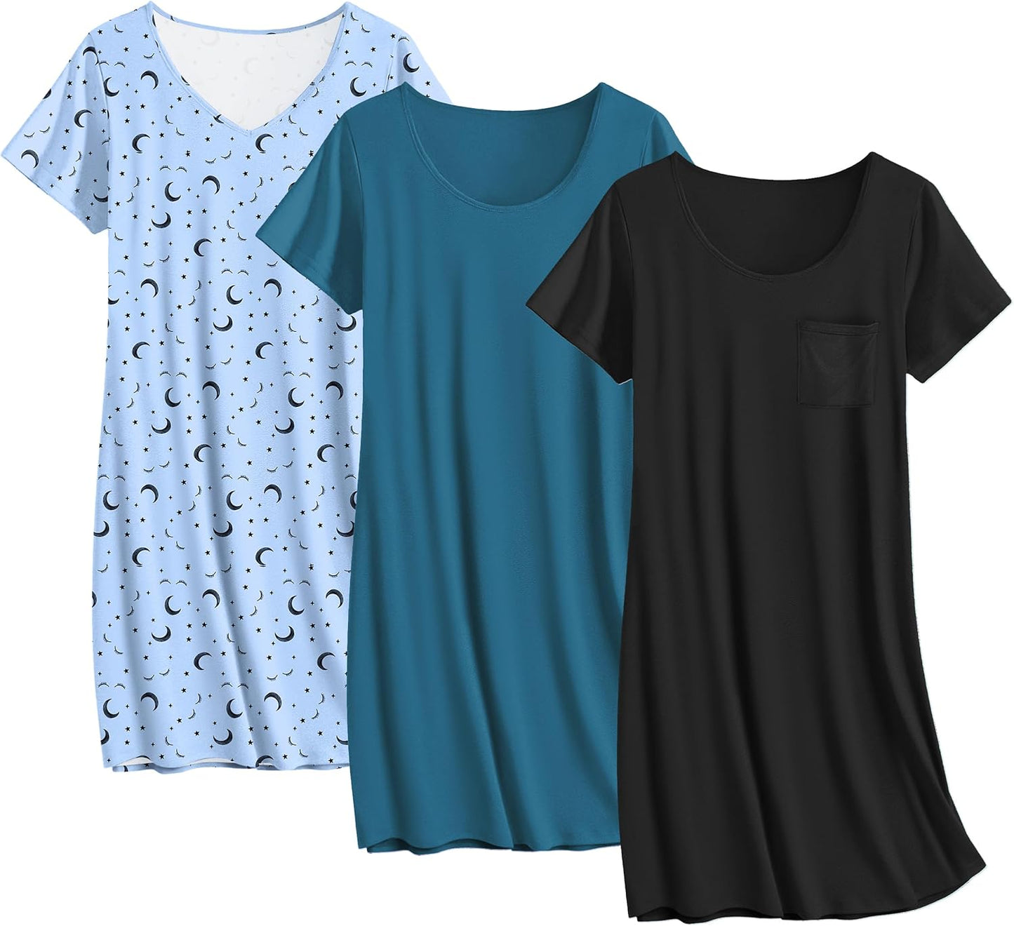 Ekouaer Cotton Nightgowns for Women - Comfy 3 Pack Sleepshirts