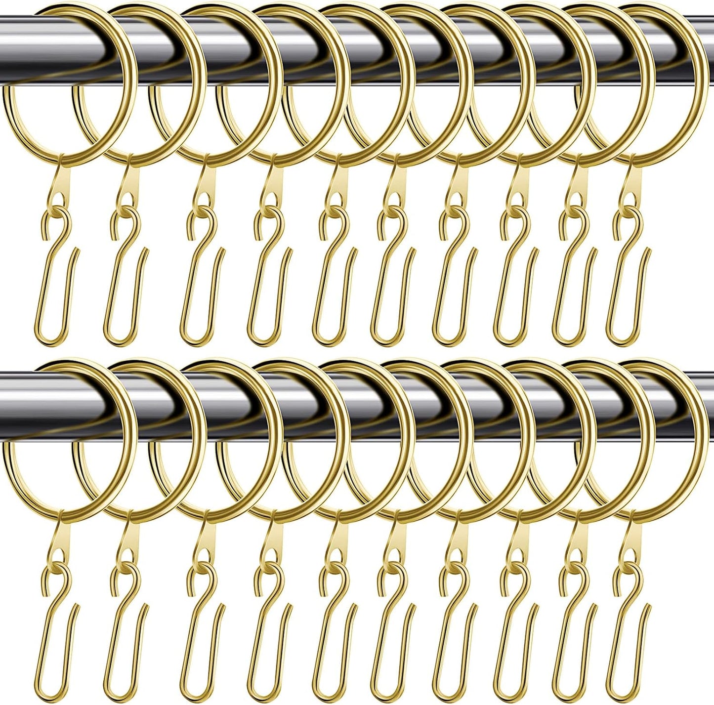 Gold Metal Curtain Rings & Hooks Set - Easy Curtain Hanging!