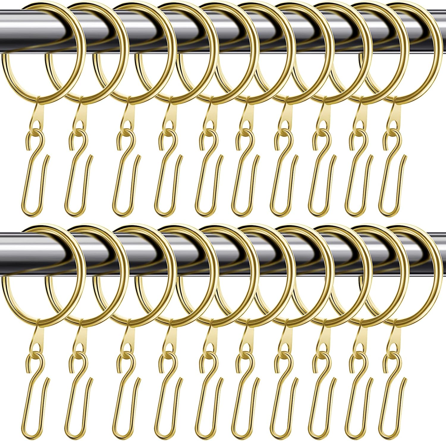 Gold Metal Curtain Rings & Hooks Set - Easy Curtain Hanging!