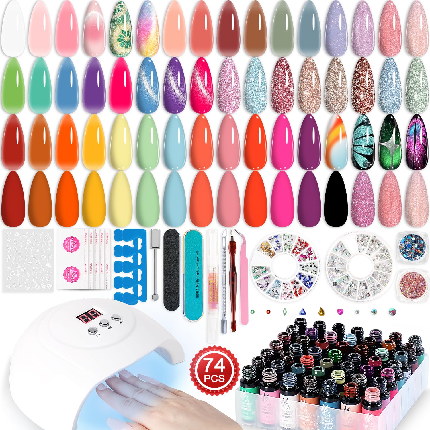 Lavender Violets Gel Nail Polish Kit with UV Light for Home Art