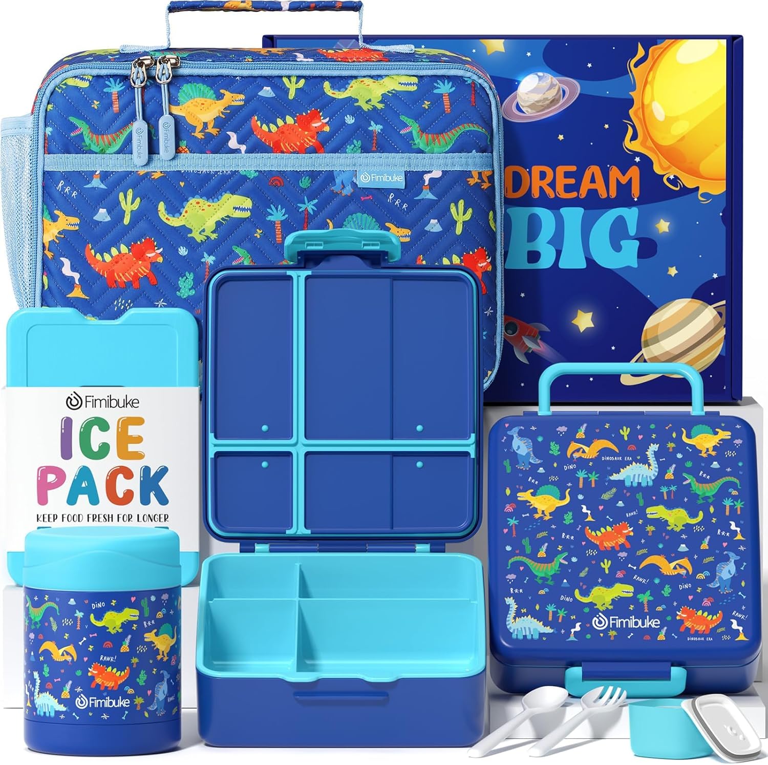 Fimibuke Kids Bento Snack Lunch Box Set with Insulated Bag