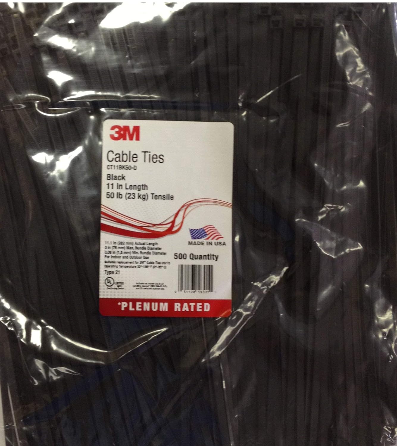 3M Standard Cable Tie CT11BK50-D: Durable Black Nylon Ties