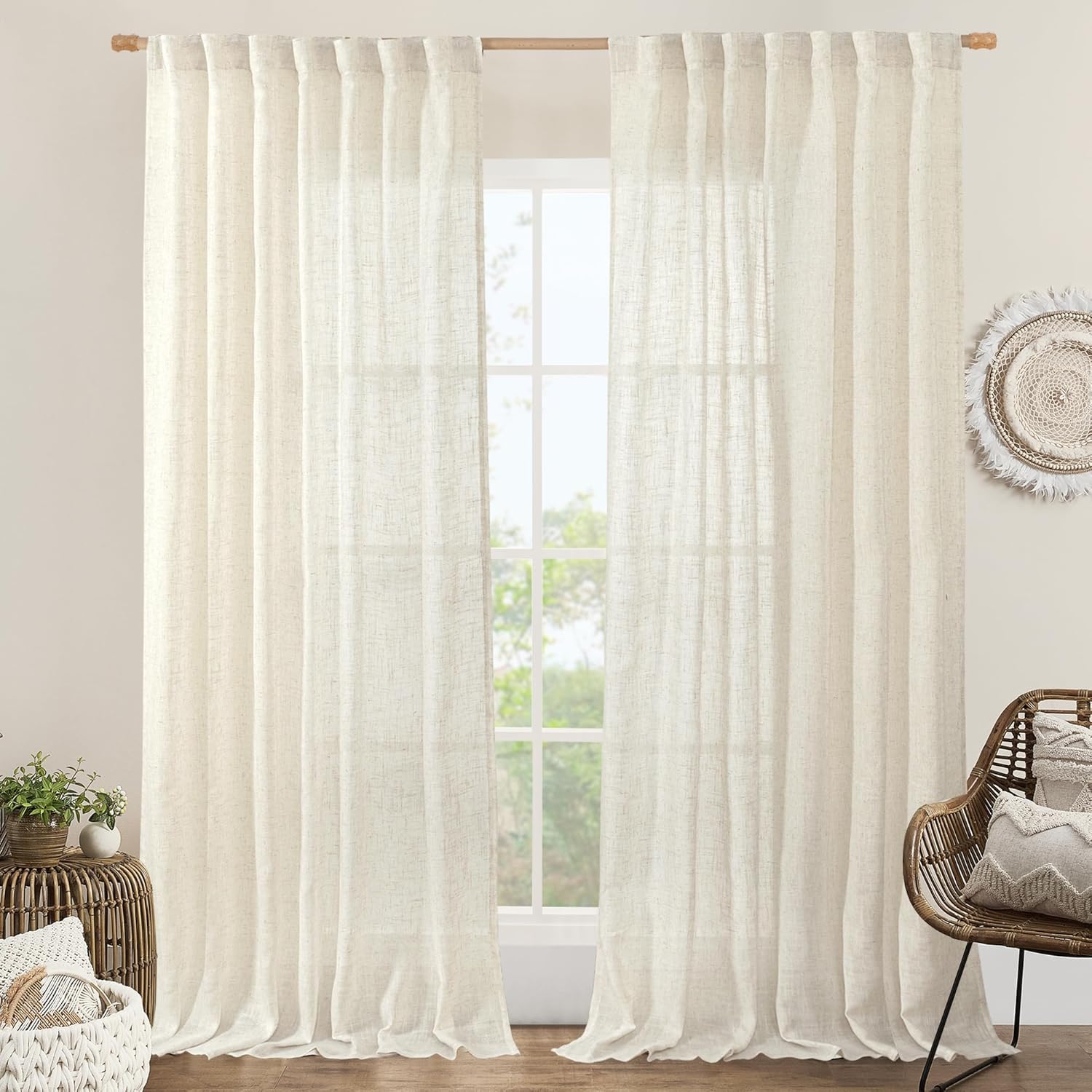 60 Inch Wide Linen Curtains for Elegant Bedroom and Living Room