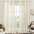 Extra Wide Linen Curtains 60 x 84 in Natural Ivory - Light Filtering