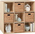 9-Cube Storage Organizer Bookcase - Customizable Light Oak