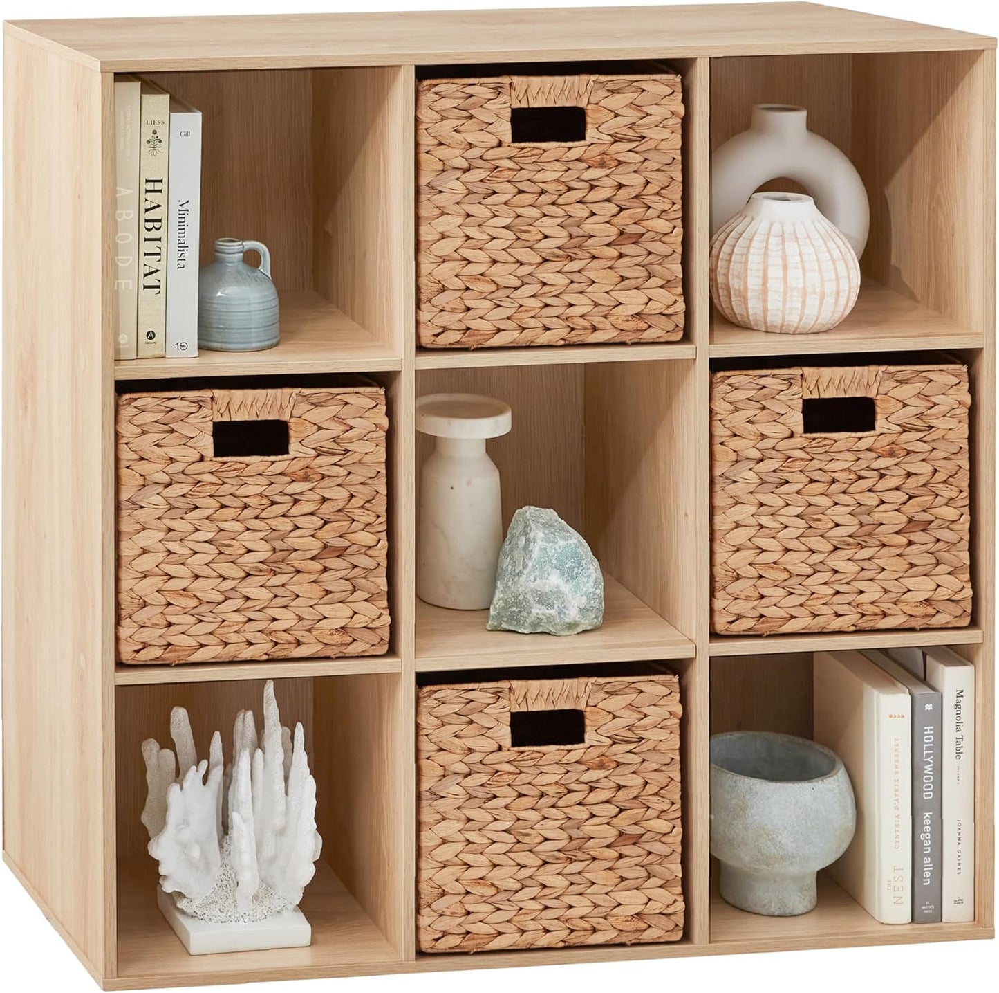 9-Cube Storage Organizer with Customizable Back Panels for Home