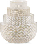 KooK Ceramic Mixing Bowls Nesting Set of 4 - Space-Saving Prep
