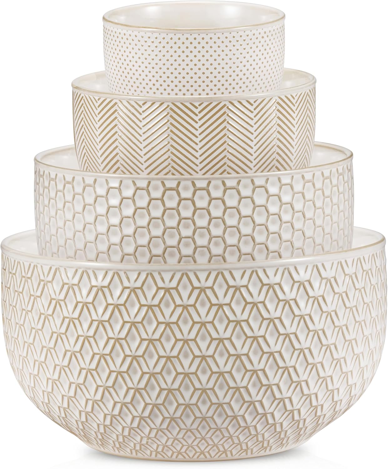 KooK Ceramic Mixing Bowls Set of 4 for Prep and Serving