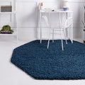 Unique Loom Solid Shag Area Rug 4ft Octagon - Plush Sapphire Blue