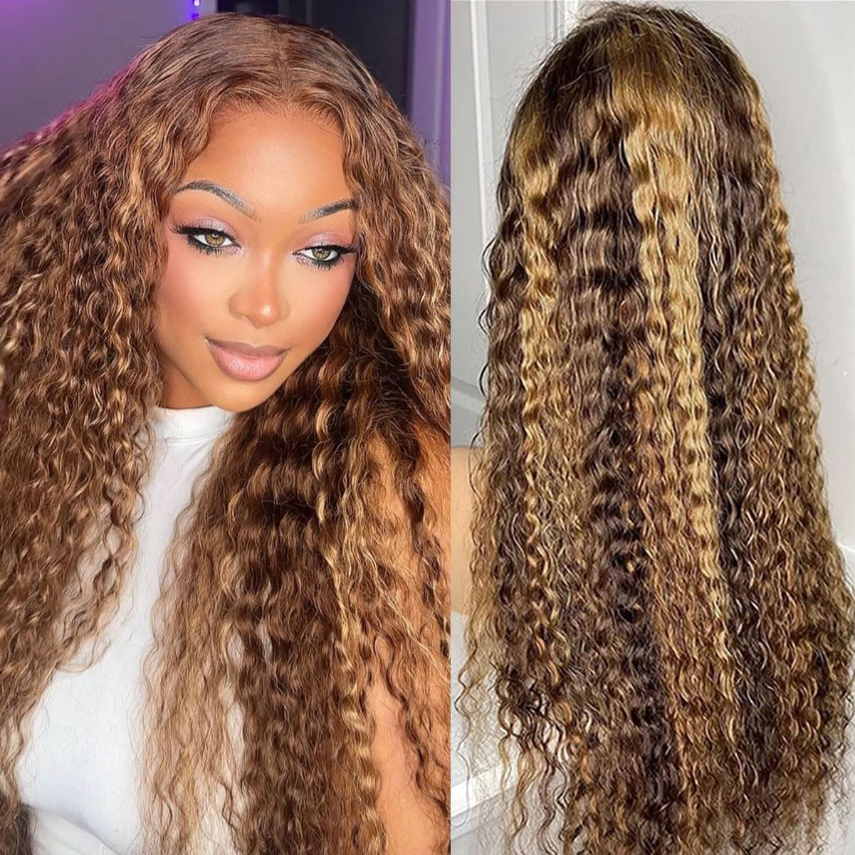 Highlight Ombre 13x6 Deep Wave Lace Front Wigs for Women