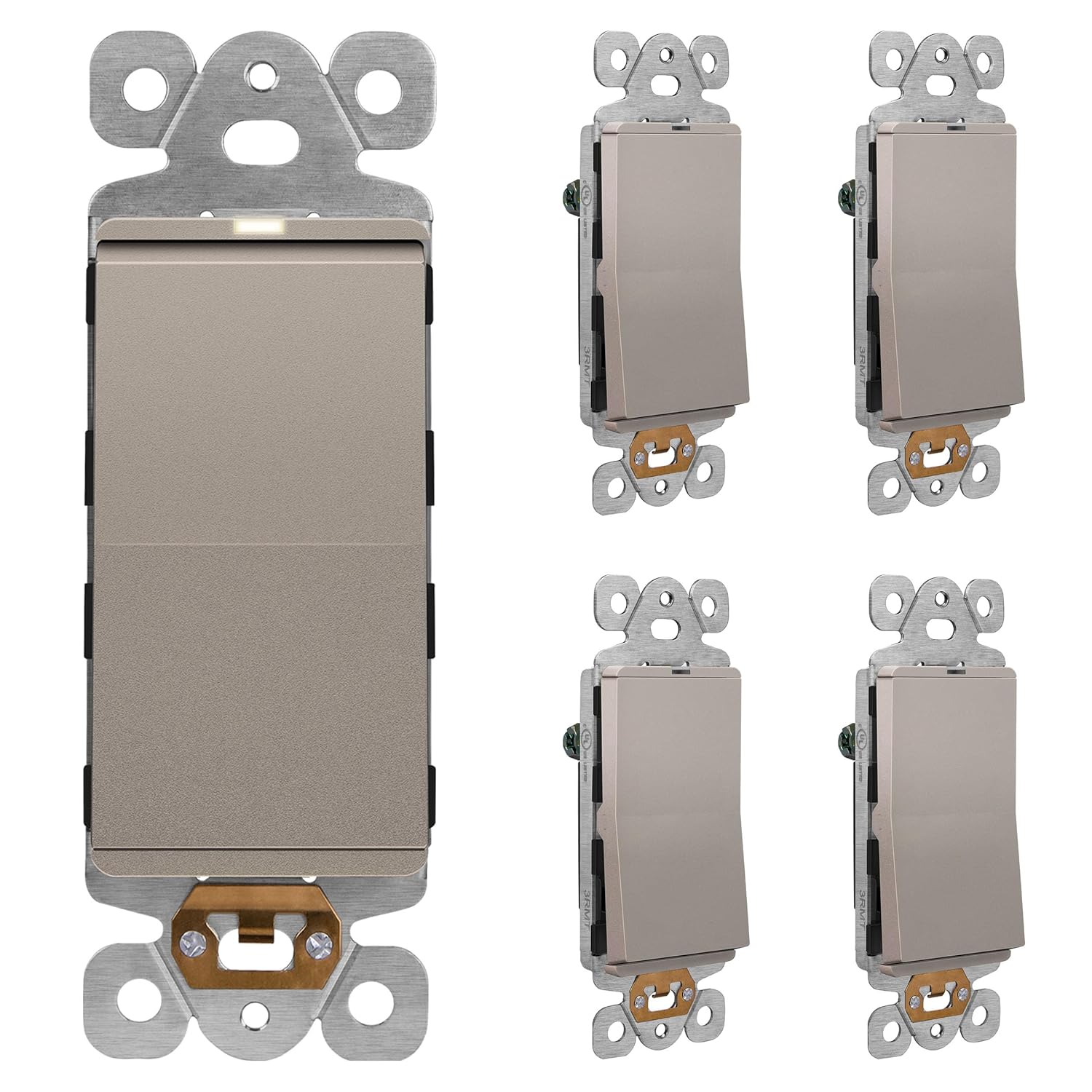 LIDER Minimalist Matte Finish Lighted Decorator Switch 5 Pack