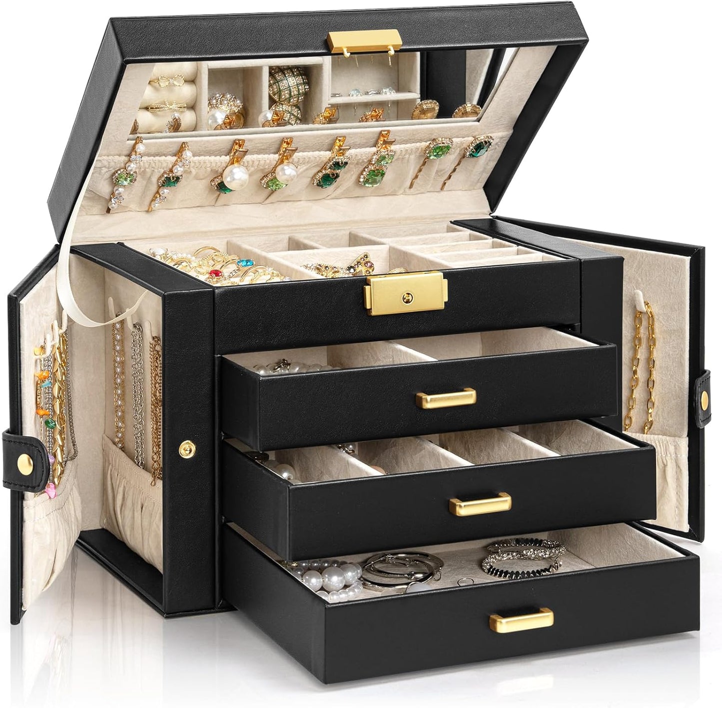 AKOZLIN Large 4-Tier Jewelry Box for Women and Girls