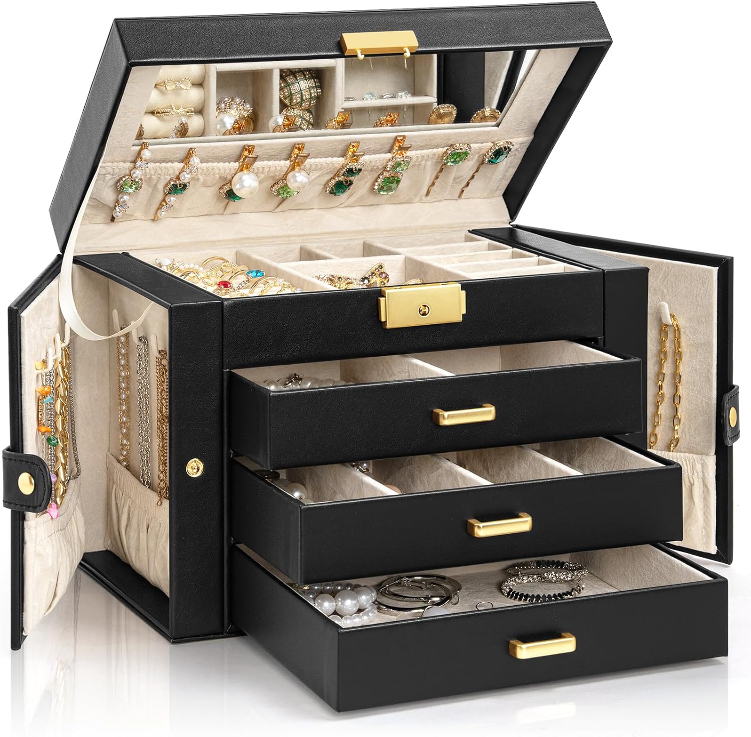 AKOZLIN Large 4-Tier Jewelry Box for Women and Girls