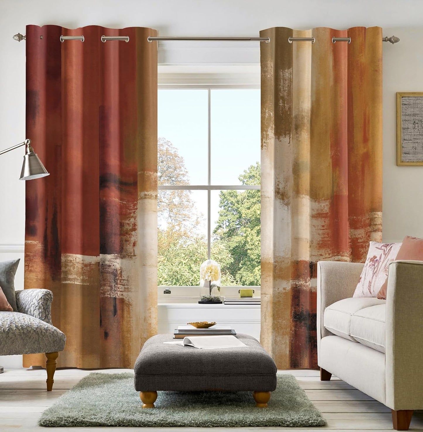 Burnt Orange Curtains for Modern Decor - Room Darkening Panels