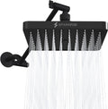 Midnight Black Square Rain Shower Head with 11ft Extension Arm - High