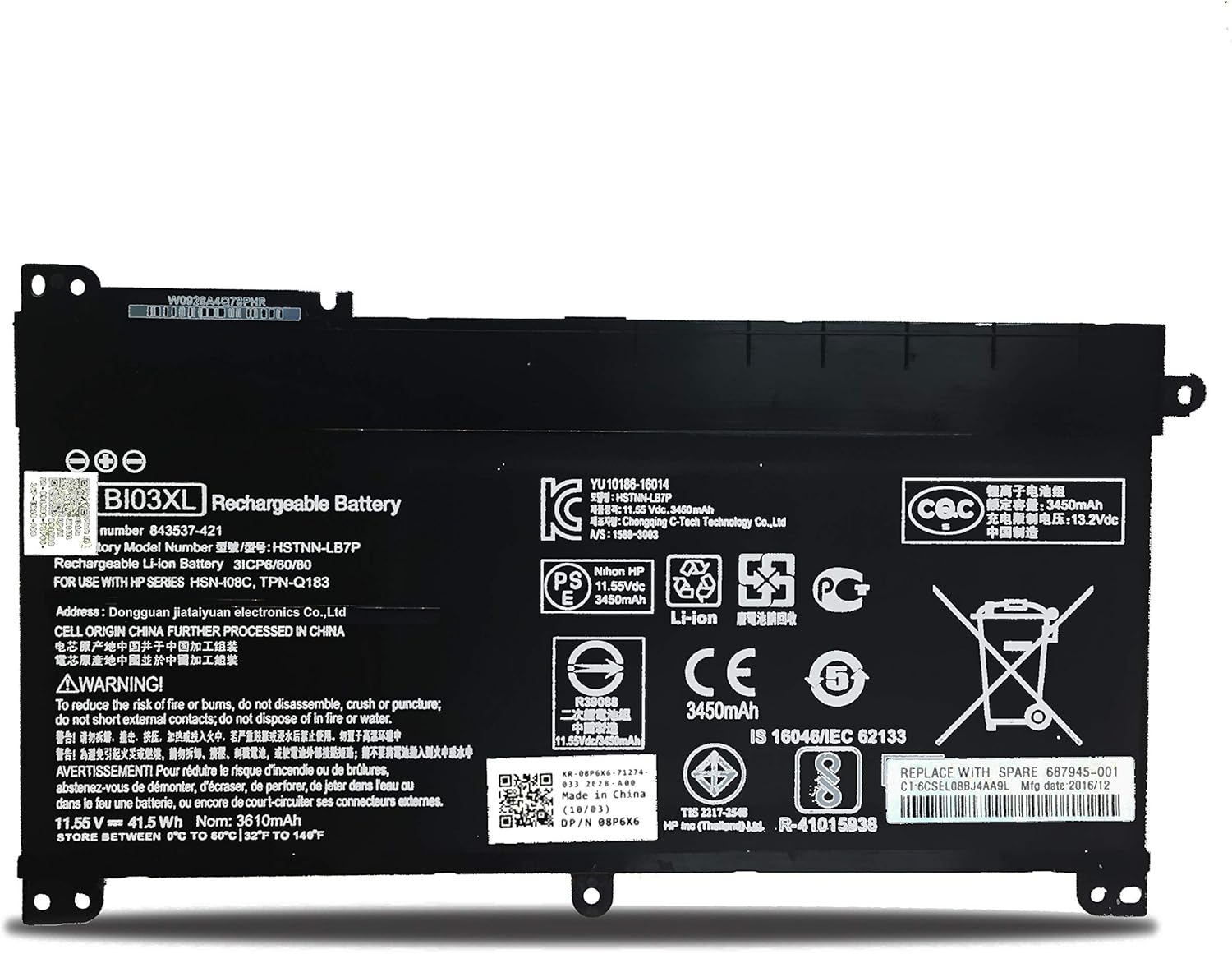 BI03XL Battery for HP Stream 14-CB 14-AX 14-DS Series Laptops