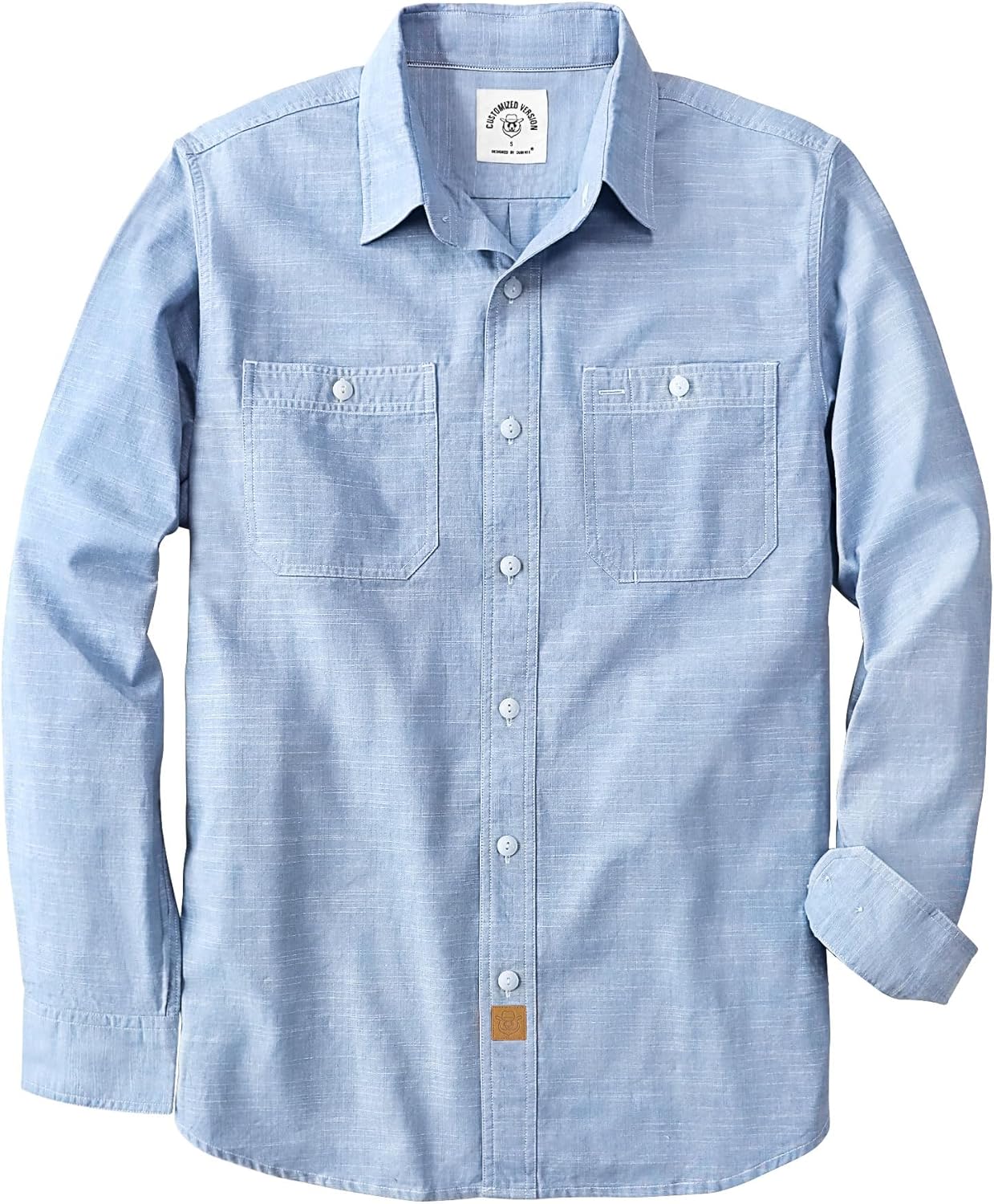 Dubinik Chambray Shirt Men Long Sleeve Cotton Work Shirts