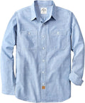 Chambray Shirt Men Long Sleeve Cotton Work Shirt - Versatile Casual US