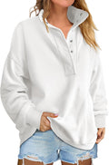 Womens Oversized Henley Sweatshirt Long Sleeve Loose Fit - Fall