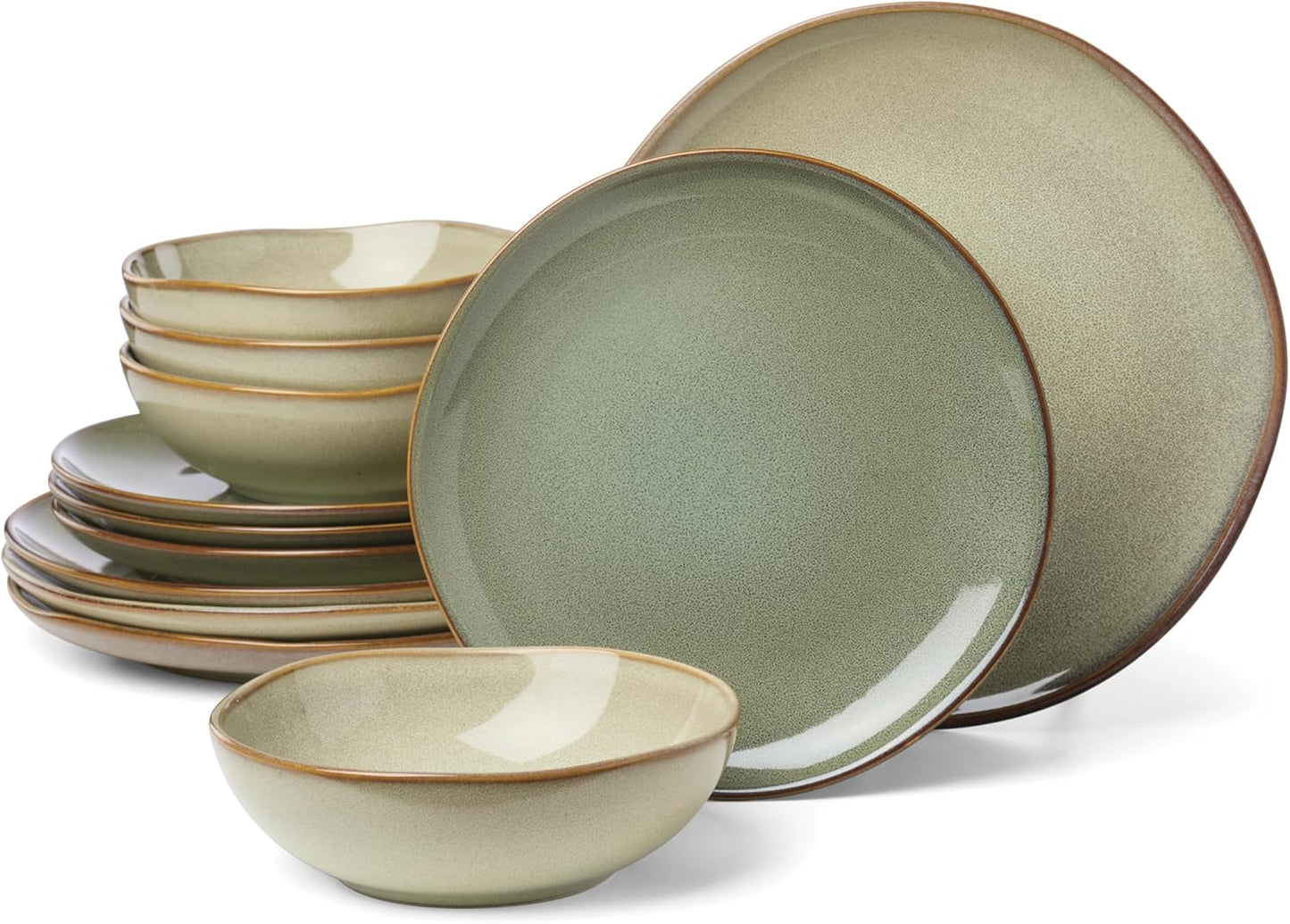 Oneida Organic Shades 12-Piece Dinnerware Set in Sage Green