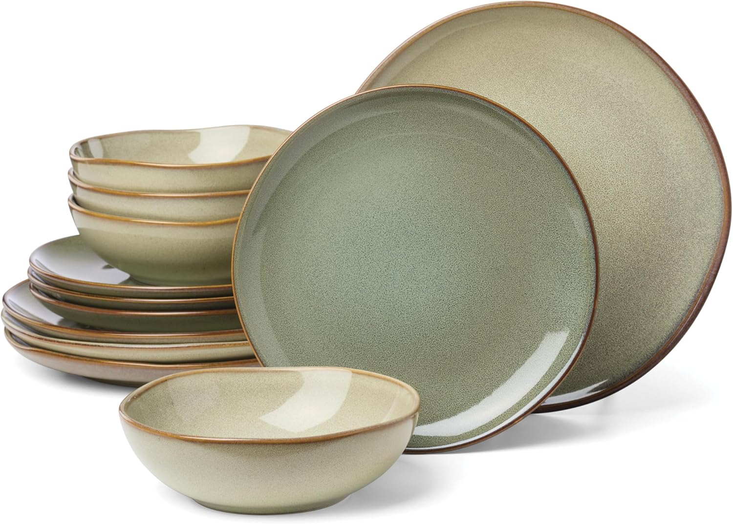 Oneida Organic Shades 12-Piece Dinnerware Set in Sage Green