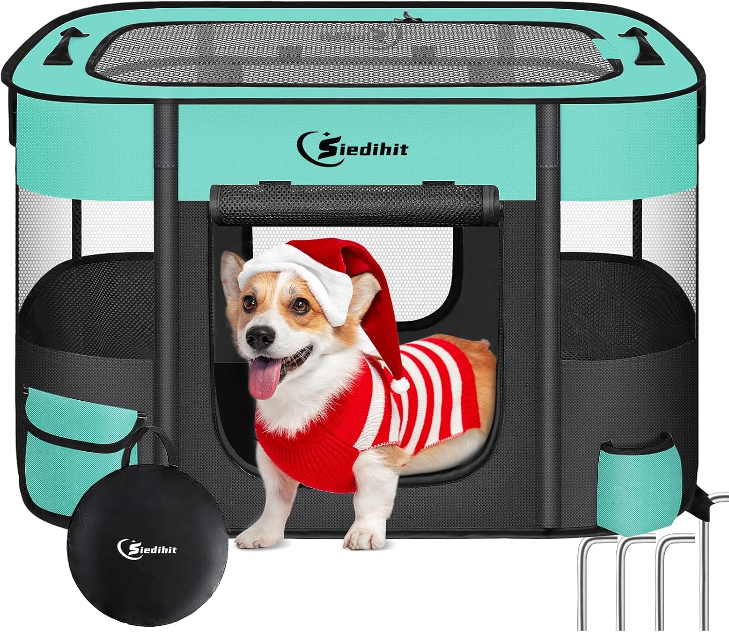 Dog Cat Playpen for Outdoor Travel and Indoor Use - Green