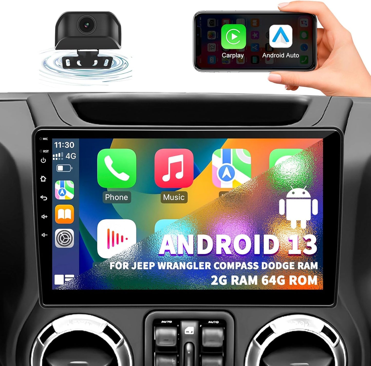 Car Stereo Radio for Jeep Wrangler with 10 inch Touchscreen