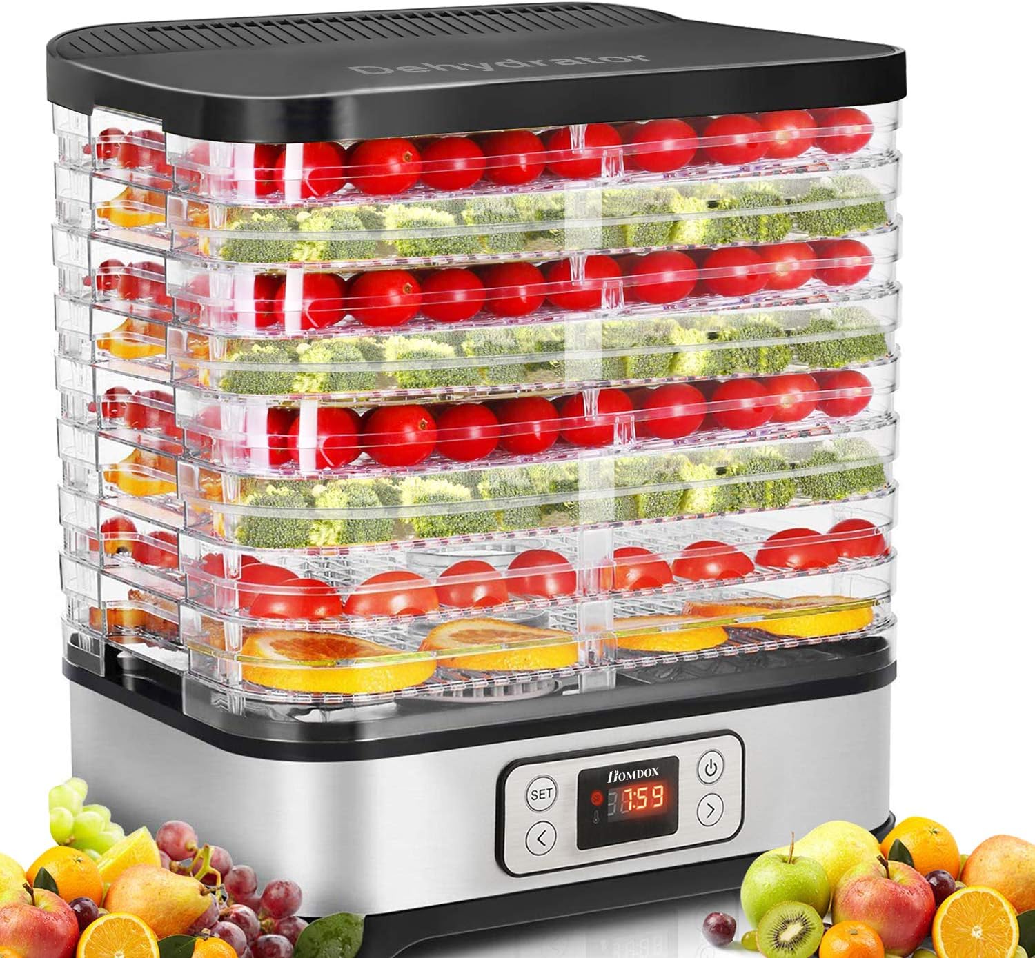 Homdox Food Dehydrator Machine with 8 BPA-Free Trays for Snacks
