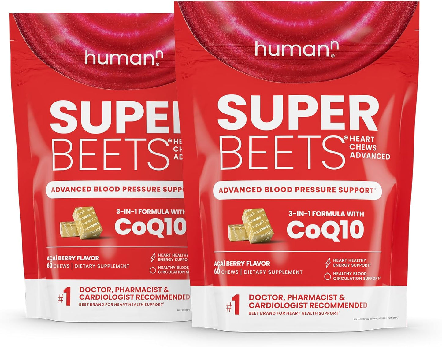 HumanN SuperBeets Heart Chews with CoQ10 for Heart Health