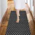 Custom Size Backed Non-Slip Area Runner Rug 2ft x 7ft - Gray Checkered
