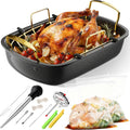 Turkey Roasting Pan 17x13 in Nonstick Roaster - Complete Kit