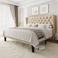 King Size Upholstered Bed Frame with Wingback Headboard - Quiet