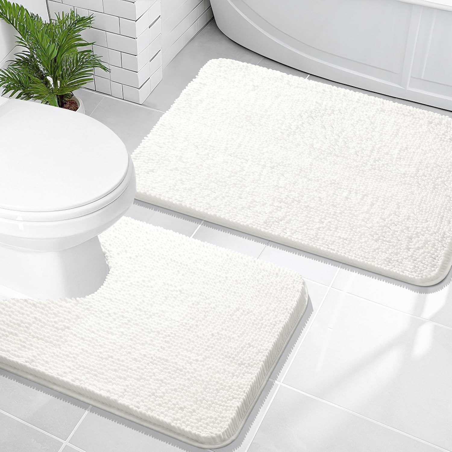 OLANLY Soft Absorbent Chenille Bath Mats Set for Ultimate Comfort