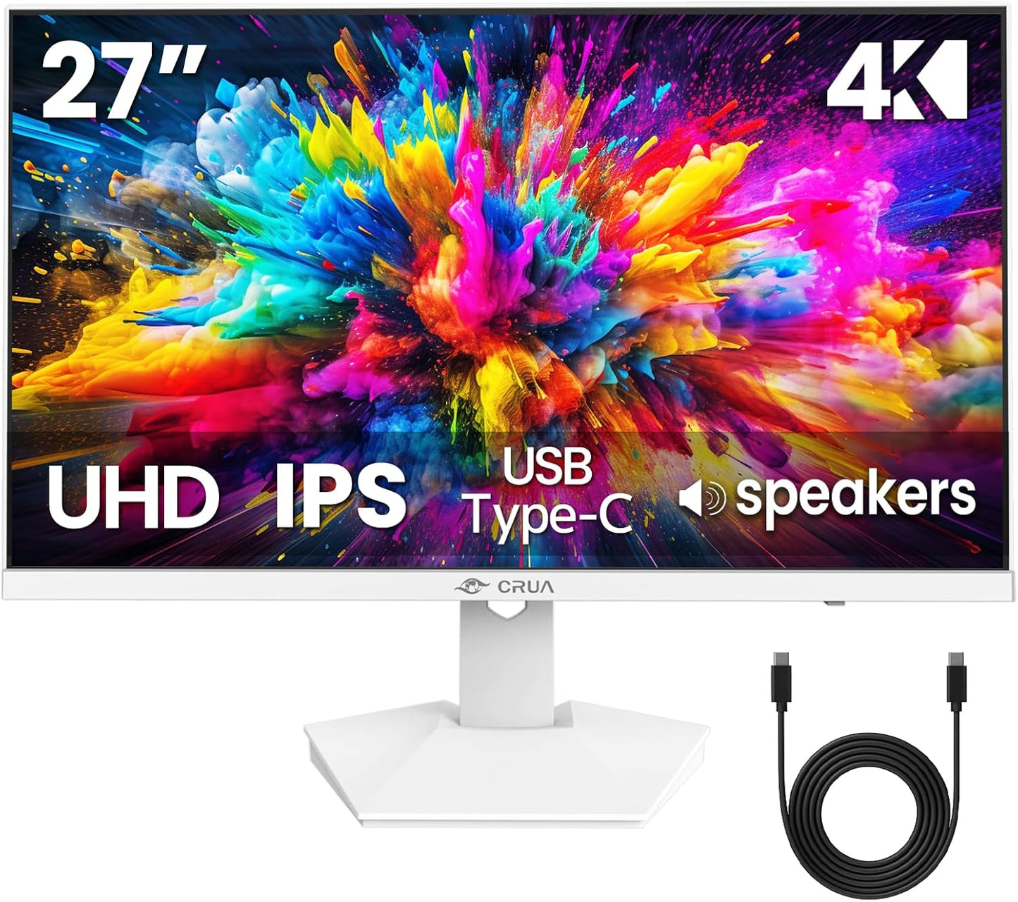 CRUA 27in 4K UHD Monitor with IPS Panel for Work and Gaming