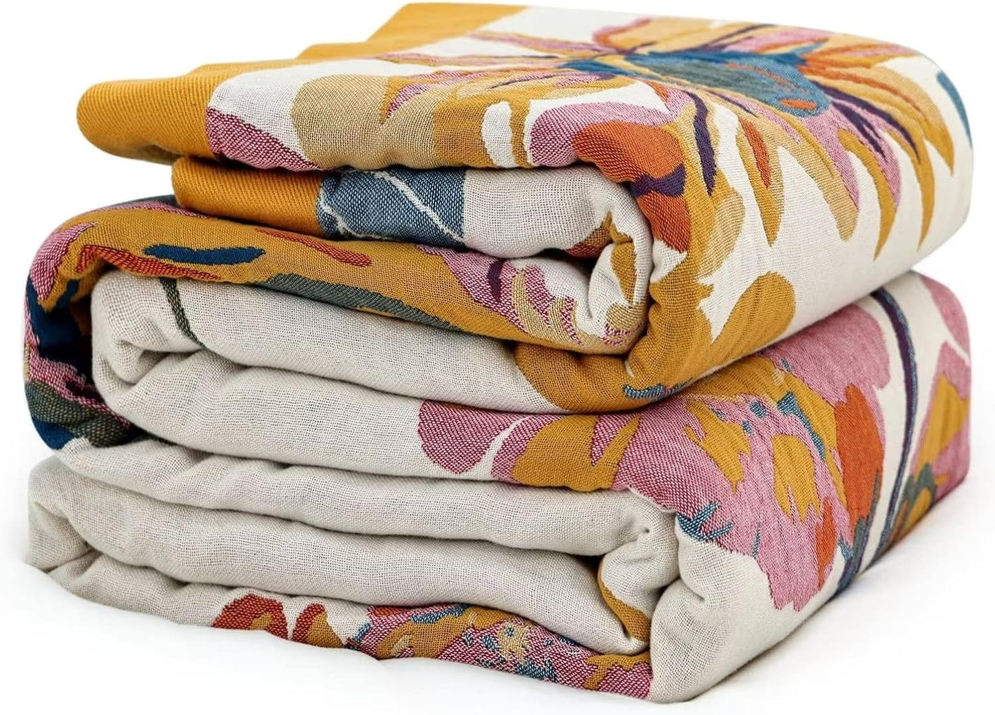100% Cotton Throw Blanket for Bed Couch Fall - Super Soft Muslin