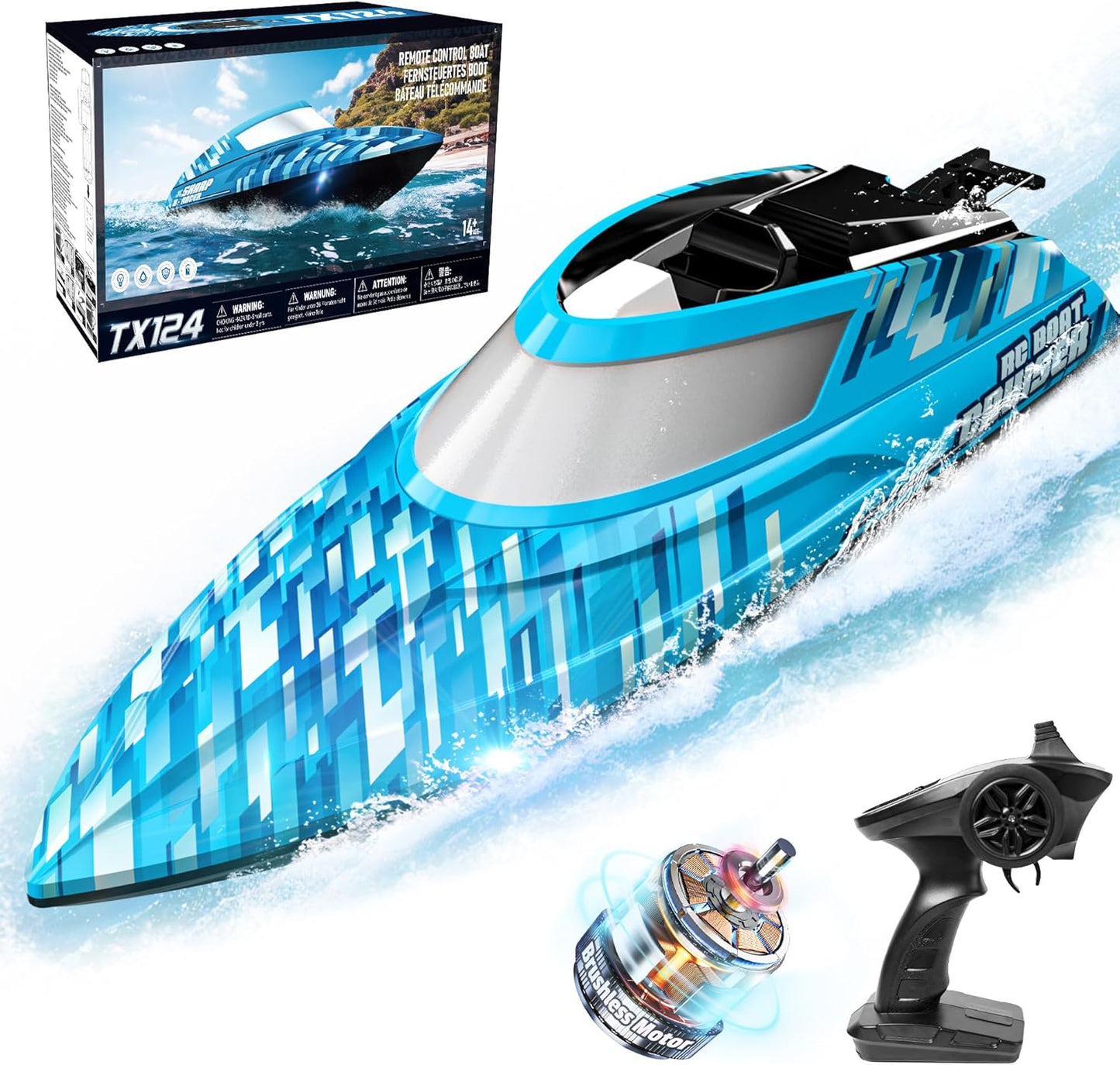 BEZGAR RC Boat - 16 inch Brushless Remote Control Boat Fun