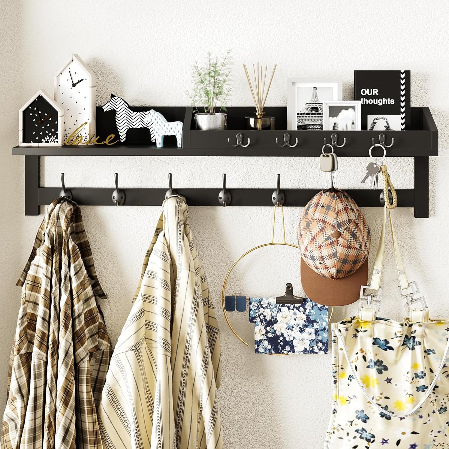 AMBIRD 35 inch Wall Hooks with Shelf for Entryway Organization